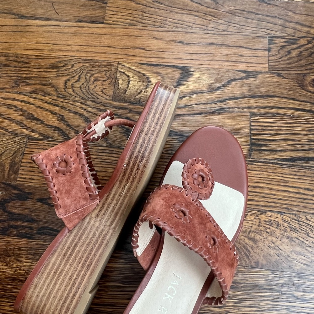 Jack Rogers Terracotta Suede Heeled Sandals